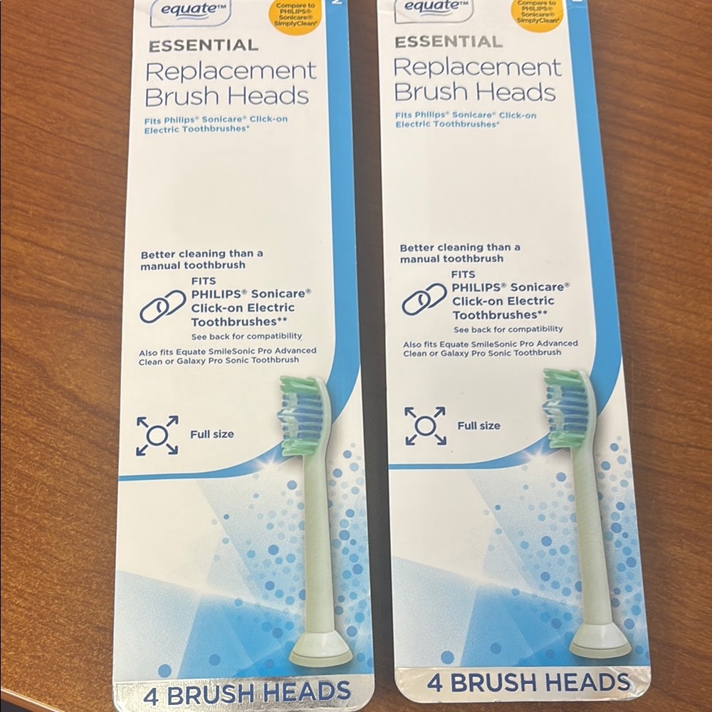EQUATE Essential Replacement Toothbrush Heads Fits Phillips Sonicare 2 New Boxes